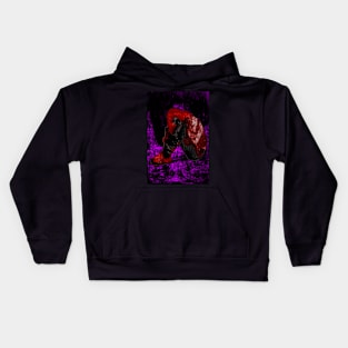 Girl sitting on the floor clasping hands around knees. Weird, dark, beautiful. Kids Hoodie